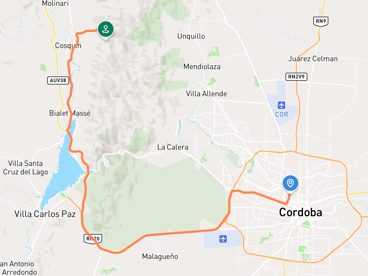 Córdoba → Cerro Pan de Azucar - Cordoba