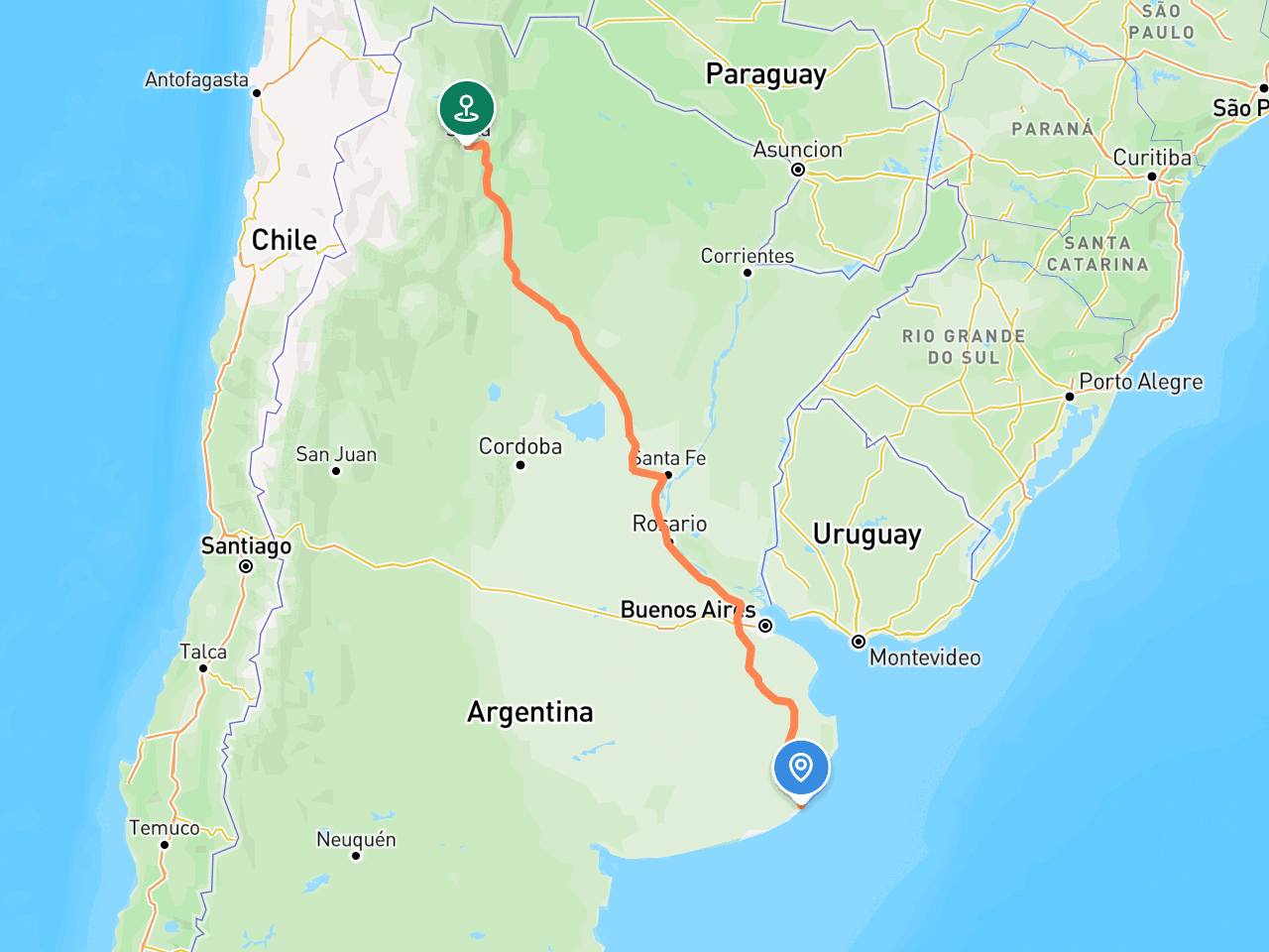 Mar del Plata → Salta