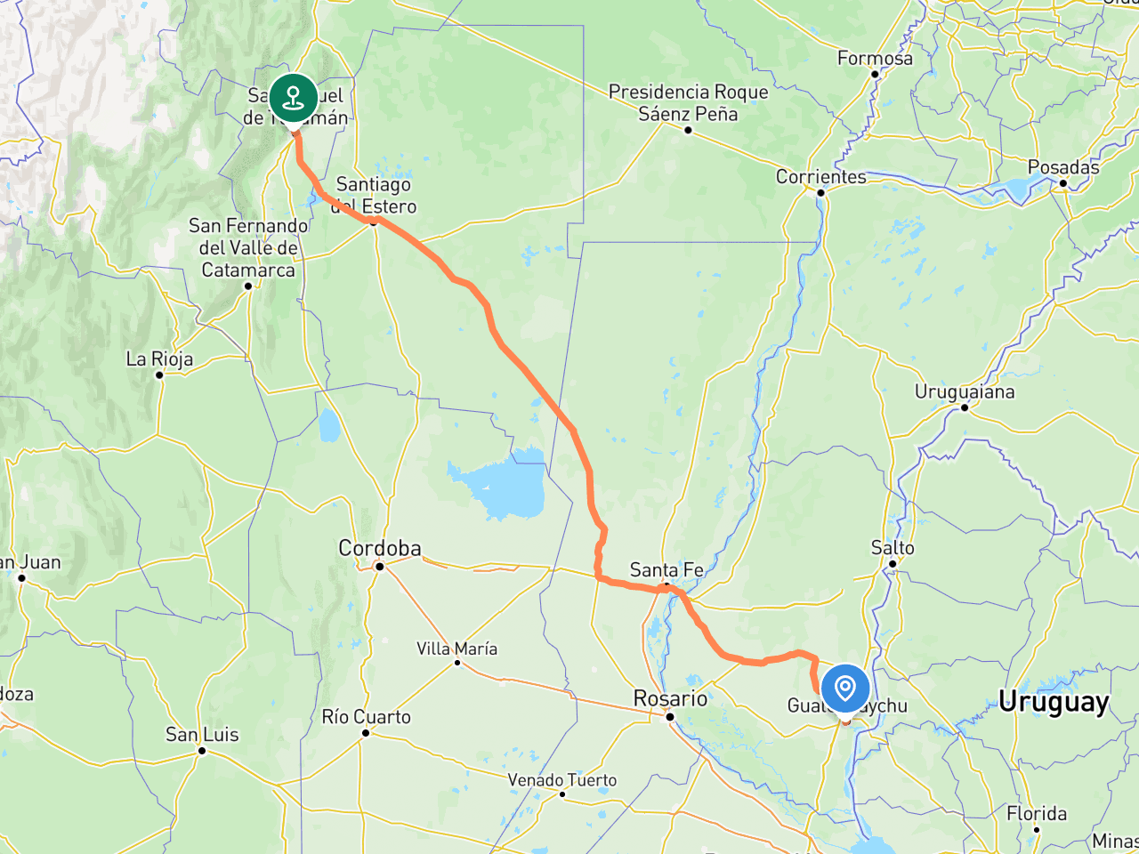 Gualeguaychú → San Miguel de Tucumán