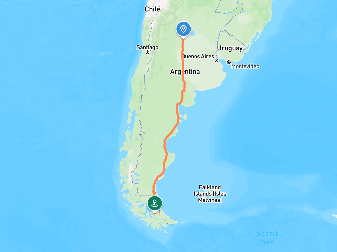 Córdoba → Tierra del Fuego Province